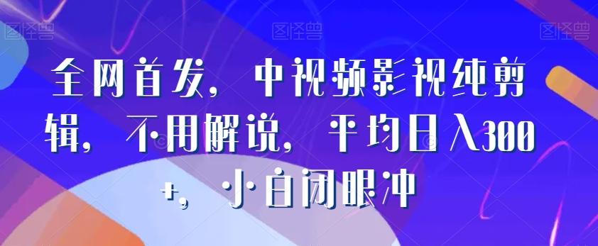 全网首发，中视频影视纯剪辑，不用解说，平均日入300+，小白闭眼冲-有道资源网