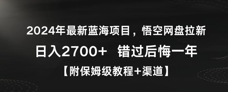 2024年最新蓝海项目，悟空网盘拉新，日入2700+错过后悔一年【附保姆级教程+渠道】【揭秘】-有道资源网