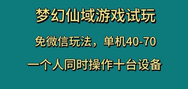 梦幻仙域游戏试玩，免微信玩法，单机40-70，一个人同时操作十台设备【揭秘】-有道资源网