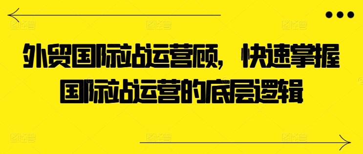 外贸国际站运营顾问，快速掌握国际站运营的底层逻辑-有道资源网