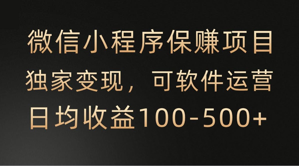 微信小程序，腾讯保赚项目，可软件自动运营，日均100-500+收益有保障-有道资源网