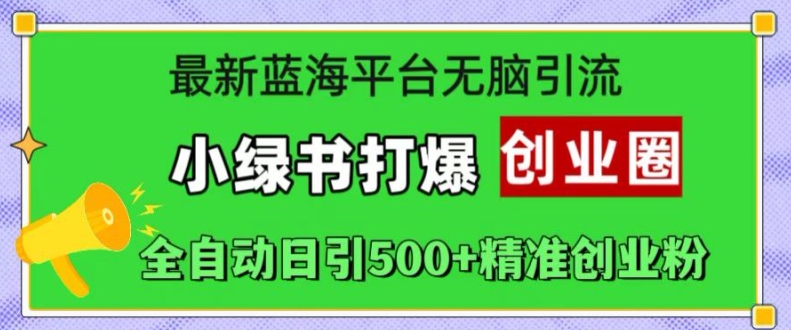 最新蓝海平台无脑引流，小绿书打爆创业圈，全自动日引500+精准创业粉-有道资源网