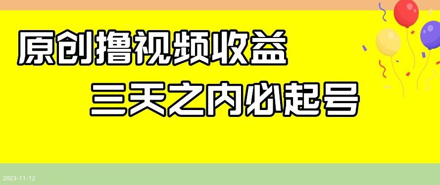 最新撸视频收益，三天之内必起号，一天保底100+【揭秘】-有道资源网