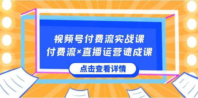 视频号付费流实战课，付费流×直播运营速成课，让你快速掌握视频号核心运营技能-有道资源网