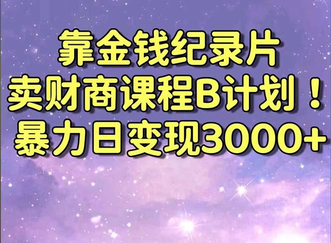 靠金钱纪录片卖财商课程B计划！暴力日变现3000+，喂饭式干货教程！-有道资源网