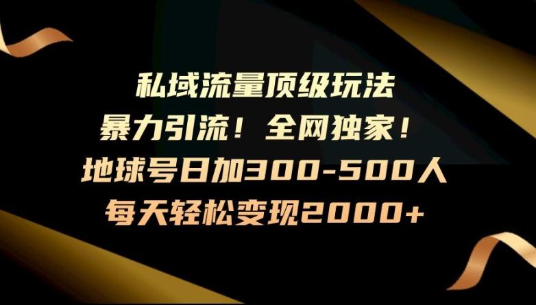 暴力引流，全网独家，地球号日加300-500人，私域流量顶级玩法，每天轻松变现2000+-有道资源网