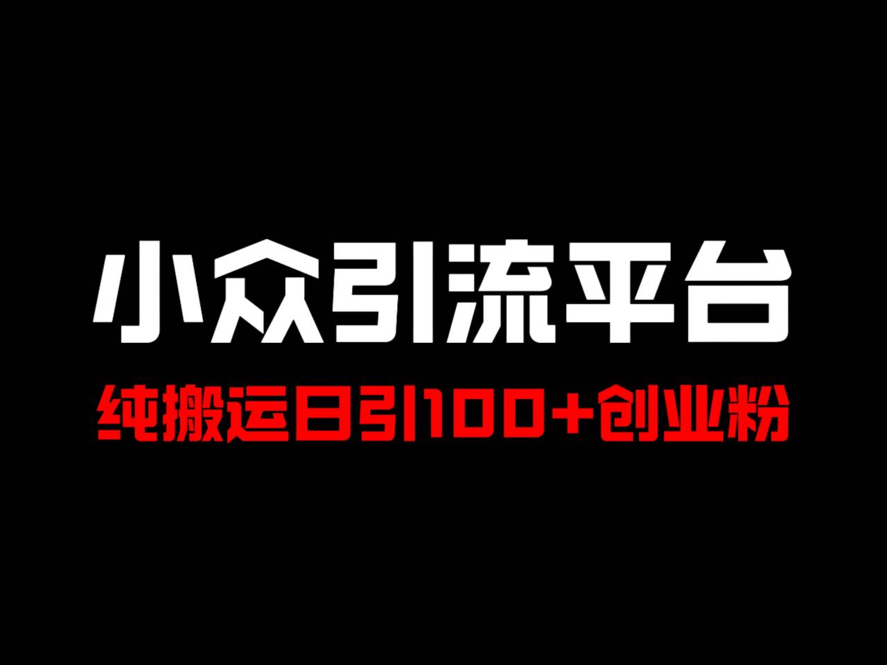 冷门引流平台，纯搬运日引100+高质量年轻创业粉！-有道资源网