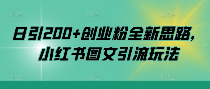 日引200+创业粉全新思路，小红书图文引流玩法【揭秘】-有道资源网