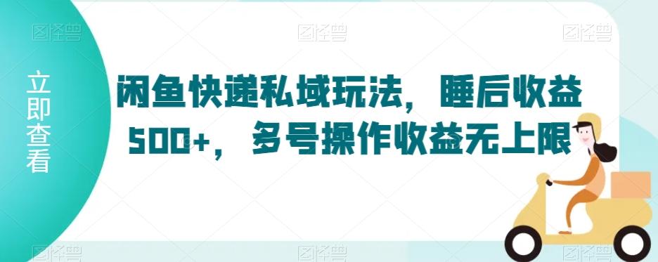 闲鱼快递私域玩法，睡后收益500+，多号操作收益无上限【揭秘】-有道资源网