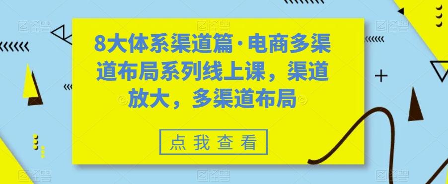 8大体系渠道篇·电商多渠道布局系列线上课，渠道放大，多渠道布局-有道资源网