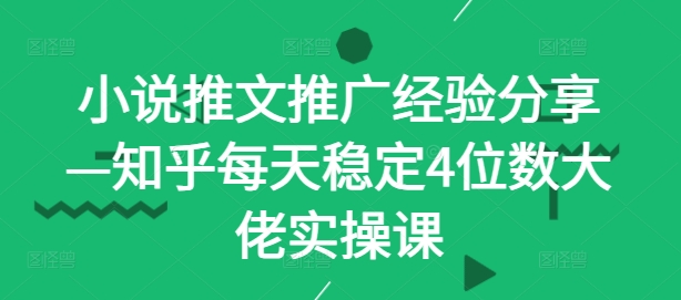 小说推文推广经验分享—知乎每天稳定4位数大佬实操课-有道资源网