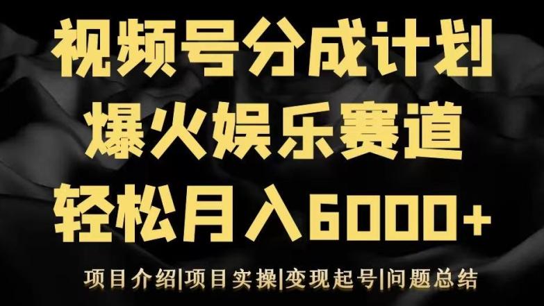 视频号创作分成计划之娱乐赛道轻松日入500+-有道资源网