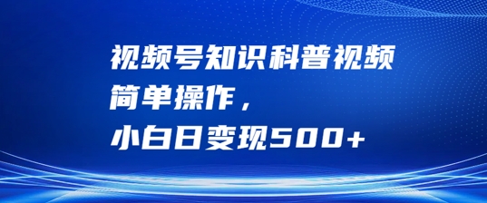 视频号知识科普视频，简单操作，小白日变现500+【揭秘】-有道资源网