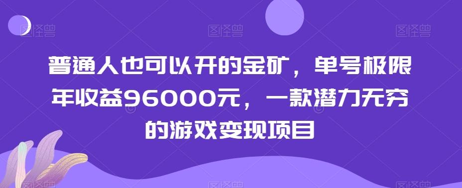 普通人也可以开的金矿，单号极限年收益96000元，一款潜力无穷的游戏变现项目【揭秘】-有道资源网