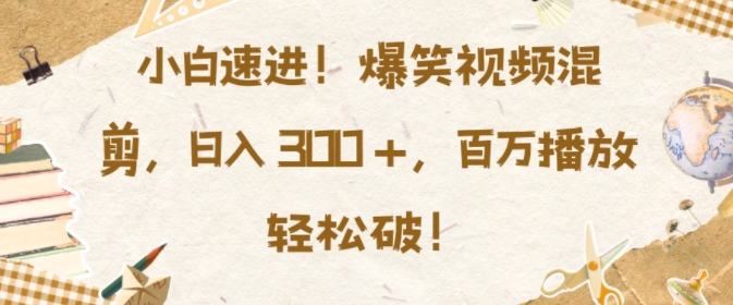 小白速进，爆笑视频混剪，日入3张，百万播放轻松破【揭秘】-有道资源网