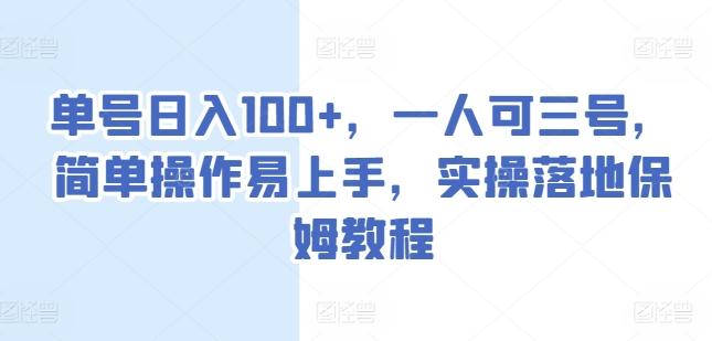 单号日入100+，一人可三号，简单操作易上手，实操落地保姆教程【揭秘】-有道资源网