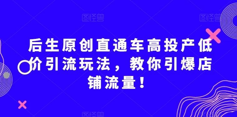 后生原创直通车高投产低价引流玩法，教你引爆店铺流量！-有道资源网