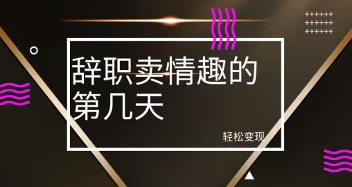 冷门赛道，辞职卖情趣的第几天，超暴力项目-有道资源网