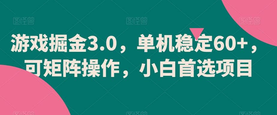 游戏掘金3.0，单机稳定60+，可矩阵操作，小白首选项目【揭秘】-有道资源网