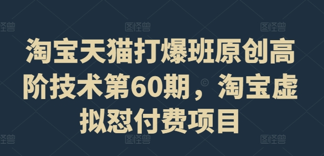 淘宝天猫打爆班原创高阶技术第60期，淘宝虚拟怼付费项目-有道资源网