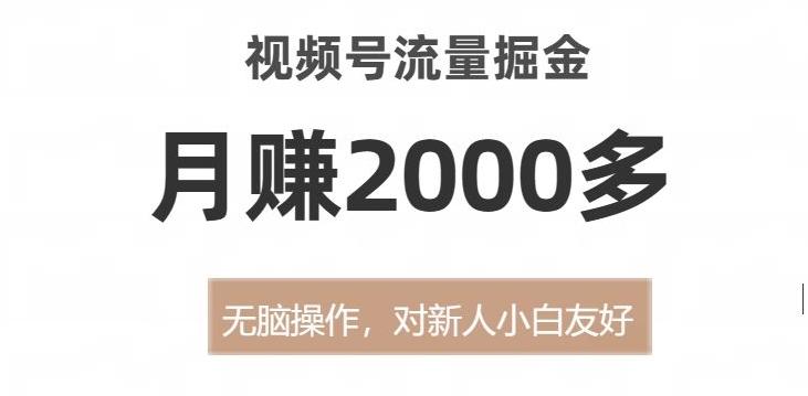 视频号流量掘金，无脑操作，对新人小白友好，月赚2000多【揭秘】-有道资源网