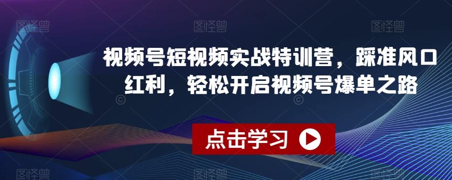 视频号短视频实战特训营，踩准风口红利，轻松开启视频号爆单之路-有道资源网