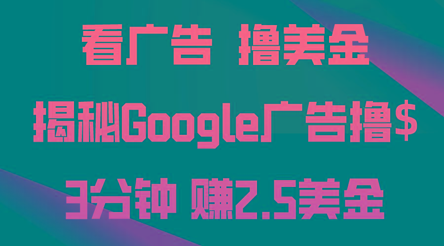 看广告，撸美金！3分钟赚2.5美金！日入200美金不是梦！揭秘Google广告…-有道资源网