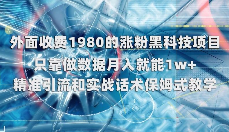 外面收费1980的涨粉黑科技项目，只靠做数据月入就能1w+【揭秘】-有道资源网