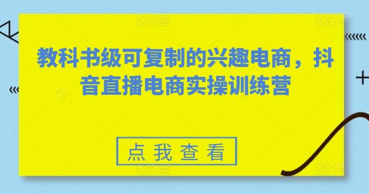 教科书级可复制的兴趣电商，抖音直播电商实操训练营-有道资源网