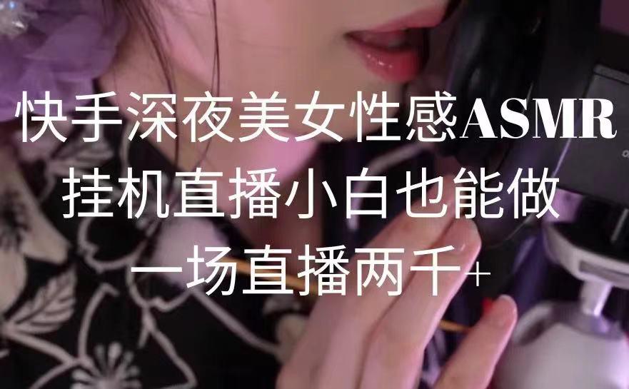 快手深夜美女性感ASMR挂机直播，小白也能做，一场直播两千+-有道资源网