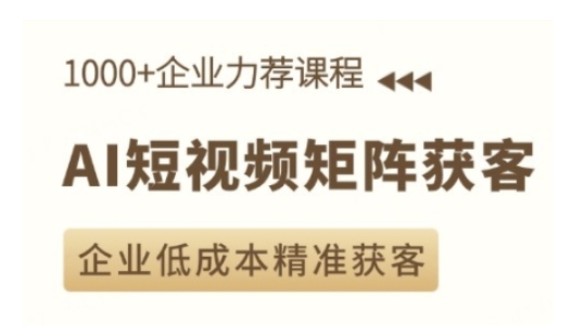 AI短视频矩阵获客实操课，企业低成本精准获客-有道资源网