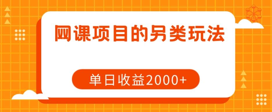 网课项目的另类玩法，单日收益2000+【揭秘】-有道资源网