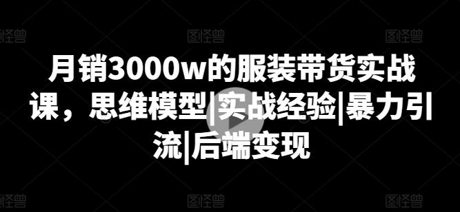 月销3000w的服装带货实战课，思维模型|实战经验|暴力引流|后端变现-有道资源网