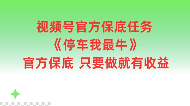 视频号官方保底任务，停车我最牛，官方保底只要做就有收益【揭秘】-有道资源网