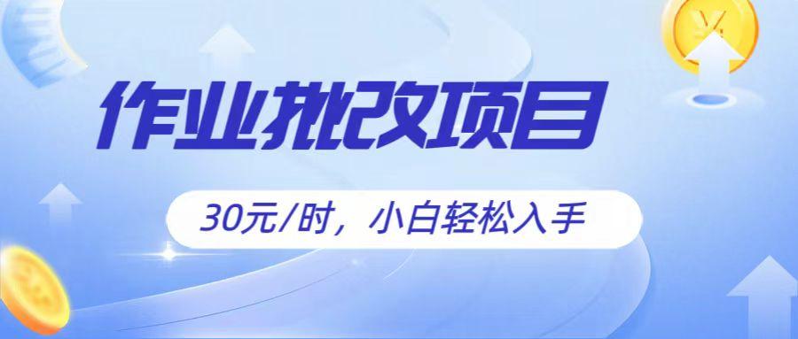 作业批改项目30元/时，简单小白轻松入手，非常适合兼职-有道资源网