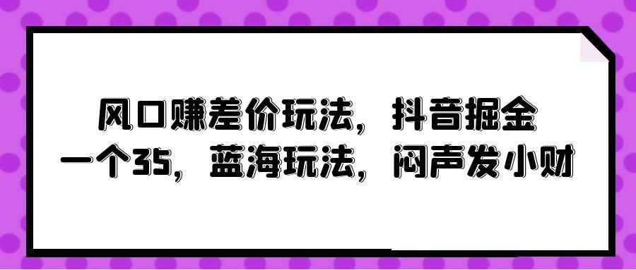 (10022期)风口赚差价玩法，抖音掘金，一个35，蓝海玩法，闷声发小财-有道资源网