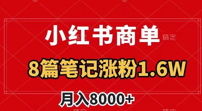 小红书商单最新玩法，8篇笔记涨粉1.6w，作品制作简单，月入8000+【揭秘】-有道资源网