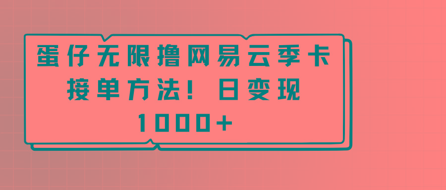 蛋仔无限撸网易云季卡接单方法！日变现1000+-有道资源网