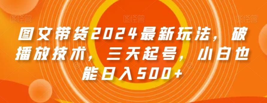 图文带货2024最新玩法，破播放技术，三天起号，小白也能日入500+【揭秘】-有道资源网