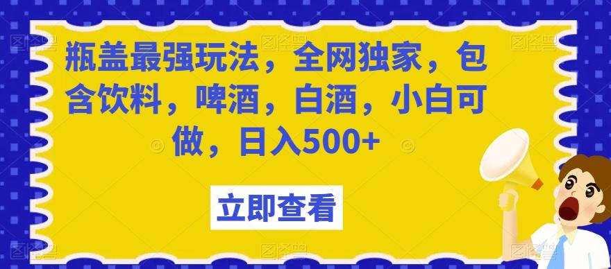 瓶盖最强玩法，全网独家，包含饮料，啤酒，白酒，小白可做，日入500+【揭秘】-有道资源网