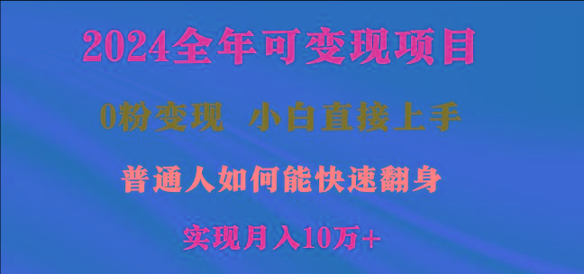 2024全年可变现项目，一天收益至少2000+，小白上手快，普通人就要利用互…-有道资源网