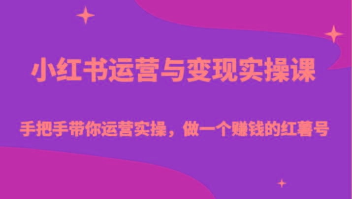 小红书运营与变现实操课-手把手带你运营实操，做一个赚钱的红薯号-有道资源网