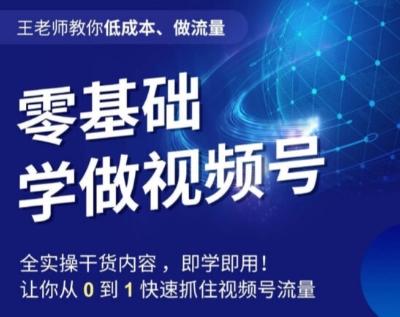 王老师教你低成本、做流量，零基础学做视频号，0-1快速抓住视频号流量-有道资源网