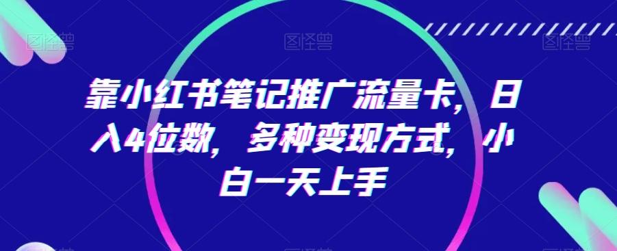 靠小红书笔记推广流量卡，日入4位数，多种变现方式，小白一天上手-有道资源网