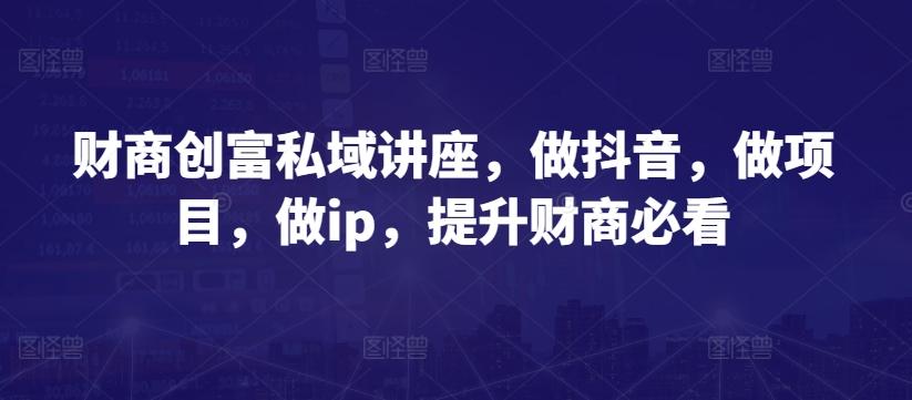 财商创富私域讲座，做抖音，做项目，做ip，提升财商必看-有道资源网