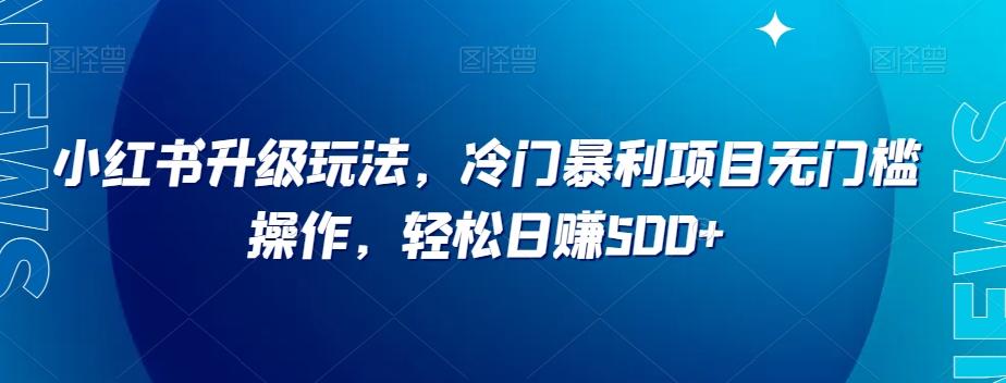 小红书升级玩法，冷门暴利项目无门槛操作，轻松日赚500+【揭秘】-有道资源网