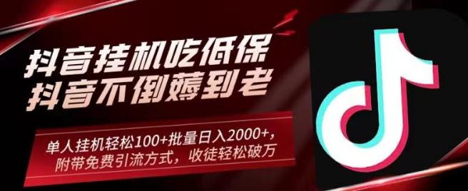 抖音挂机吃低保项目，单人挂机轻松100+批量日入2000+，附带免费引流方式，收徒轻松破万-有道资源网