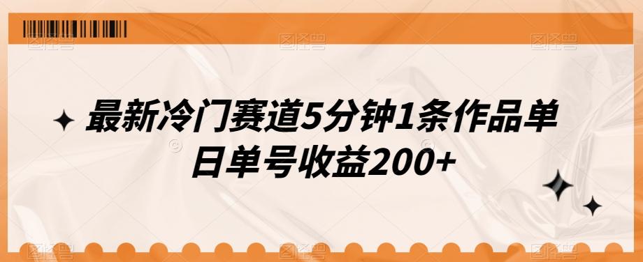 最新冷门赛道5分钟1条作品单日单号收益200+-有道资源网