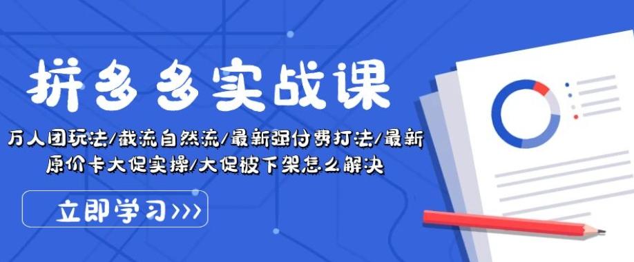 拼多多实战课：万人团玩法/截流自然流/最新强付费打法/最新原价卡大促..-有道资源网