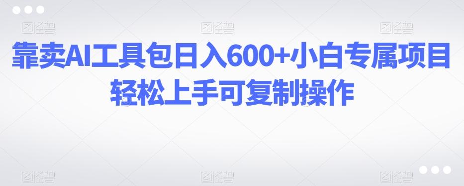 靠卖AI工具包日入600+小白专属项目轻松上手可复制操作-有道资源网